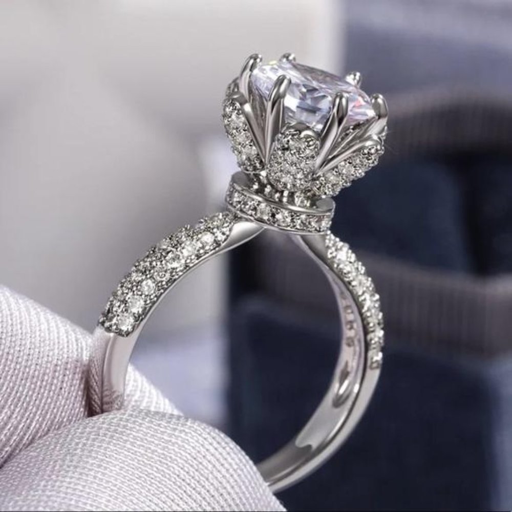 Radiant Silver Crystal Ring